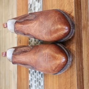 Frye Billy Shootie cognac brown leather booties pointed toe cowboy shoes 9.5